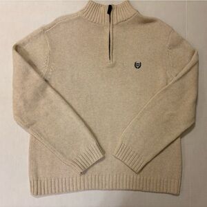 Chaps oatmeal 100% cotton heavyweight quarter zip long sleeve sweater size M